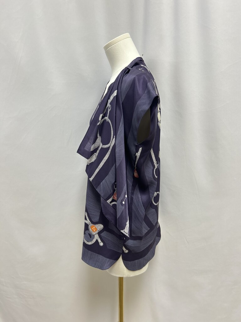 Hermes Purple Chain Print Silk Blouse