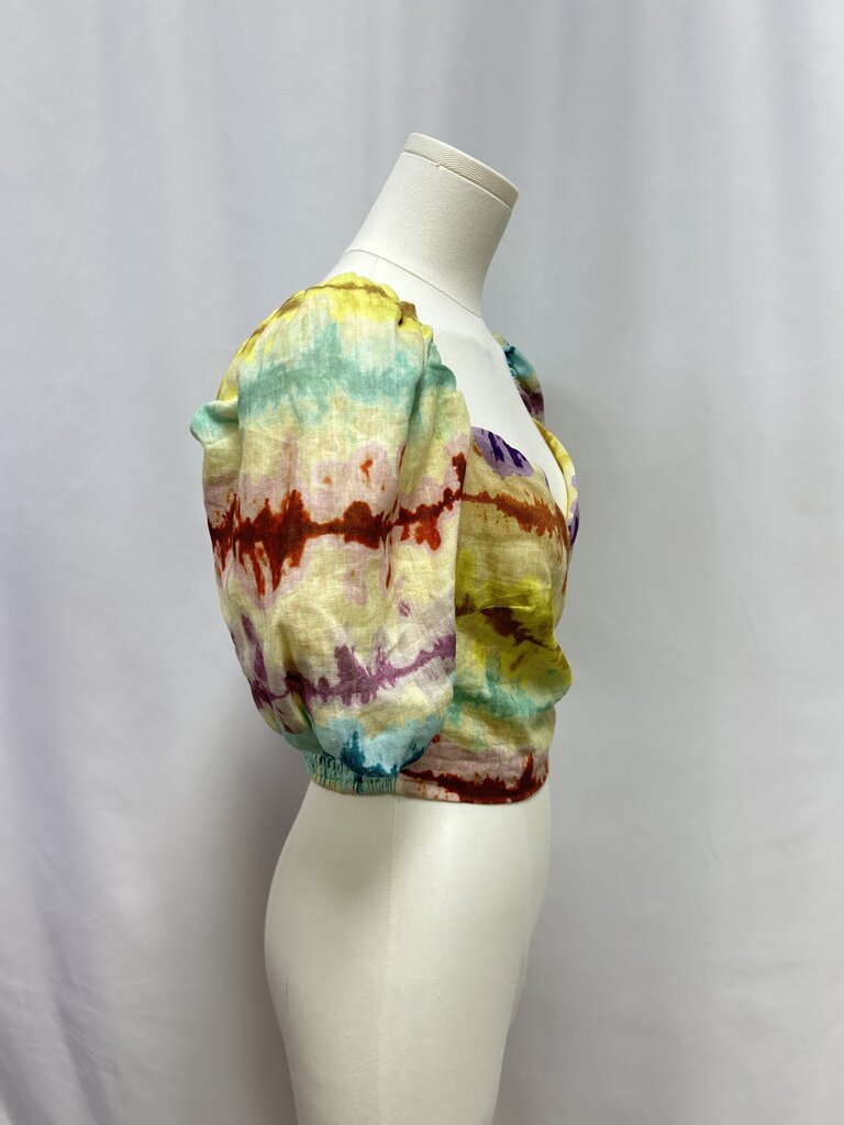 Elliat Yellow Multi Linen Off the Shoulder Top NWT