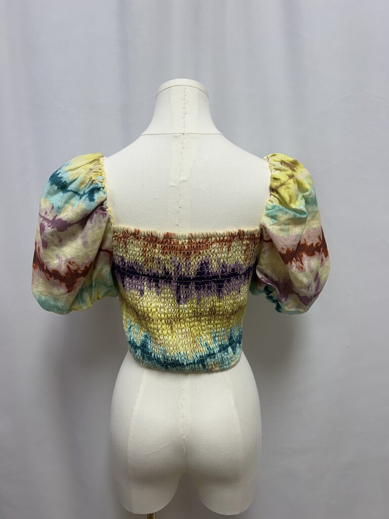 Elliat Yellow Multi Linen Off the Shoulder Top NWT