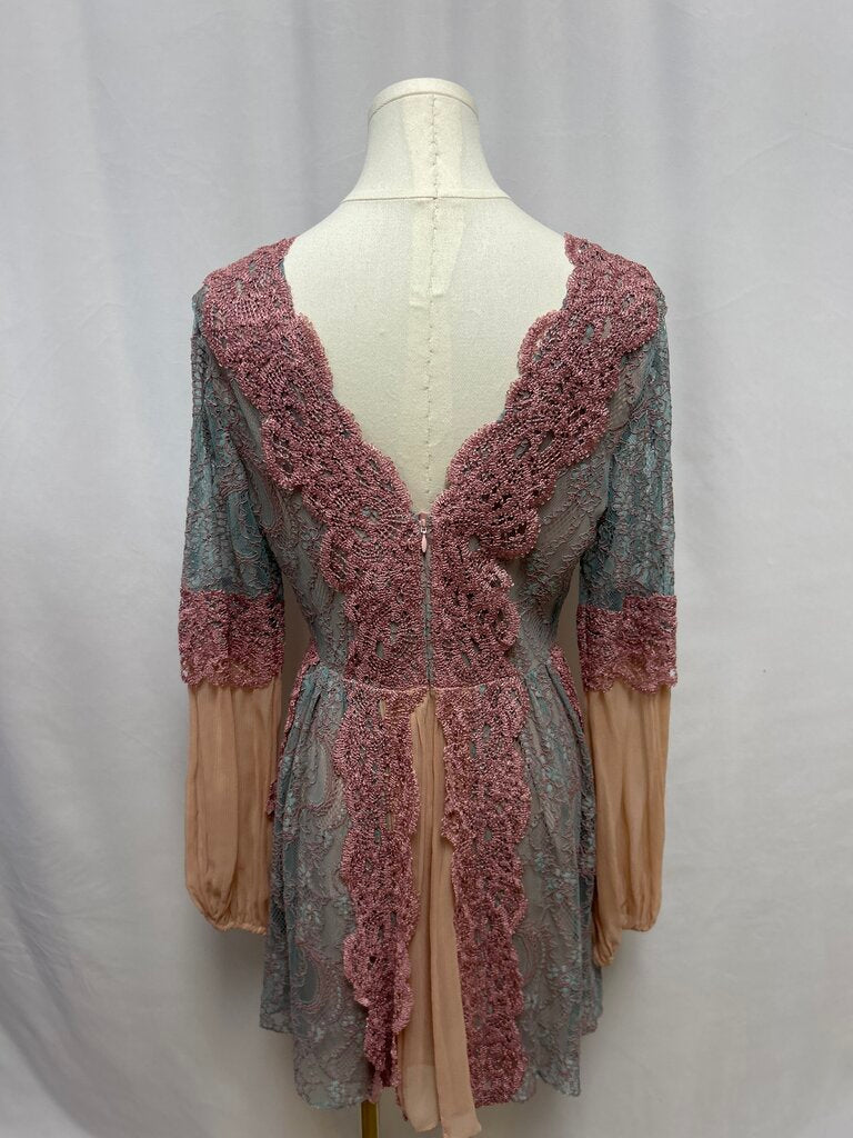 Alexis Mauve and Sage Lace Mini Dress NWT