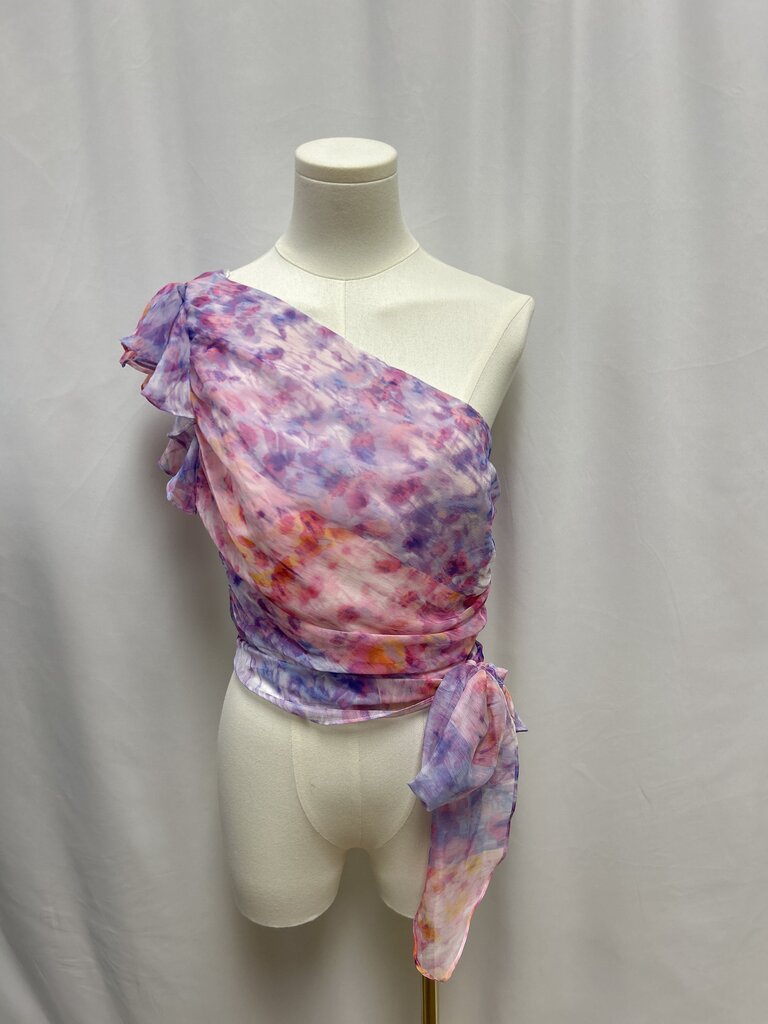 Amanda Uprichard Watercolor One Shoulder Top
