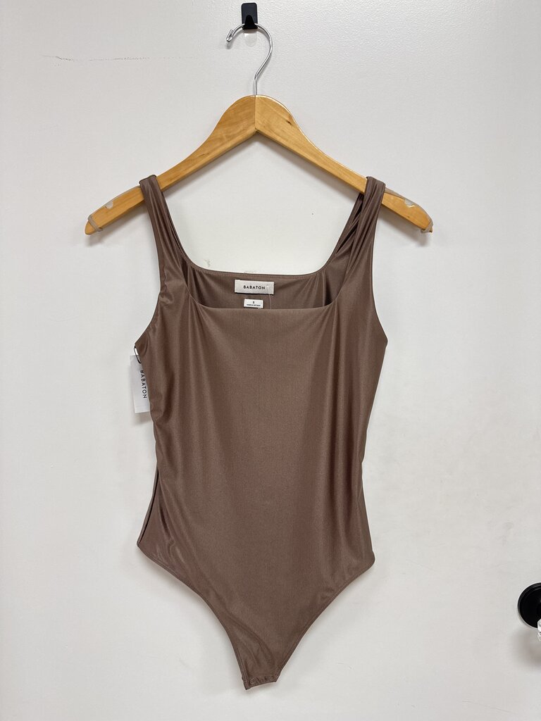 Babaton Deep Taupe Satin Bodysuit NWT