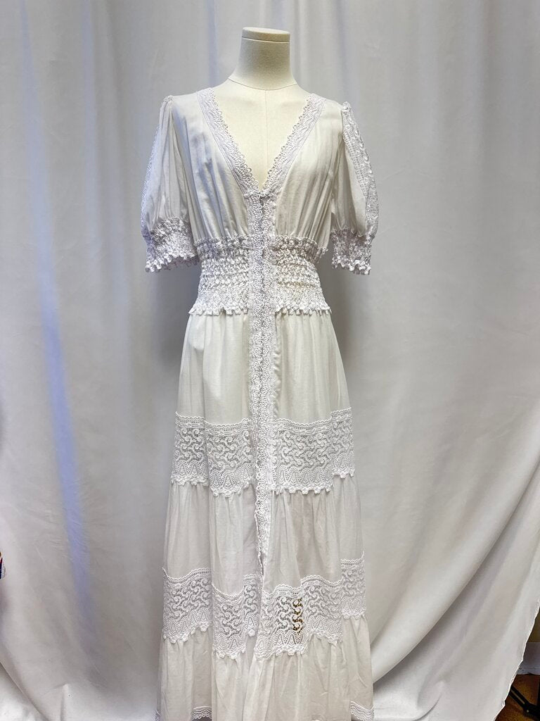 Charo Ruiz White Lace Detail Maxi Dress NWT