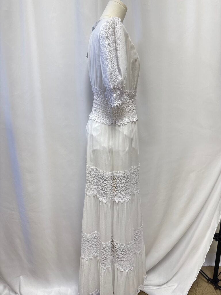 Charo Ruiz White Lace Detail Maxi Dress NWT