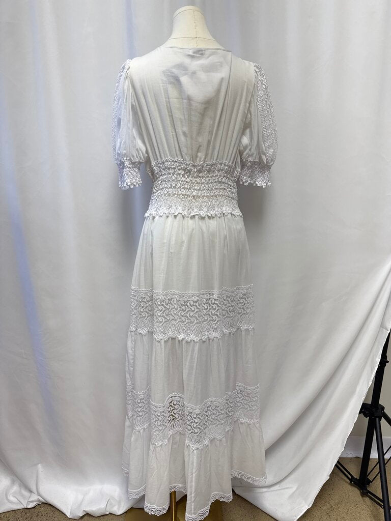 Charo Ruiz White Lace Detail Maxi Dress NWT