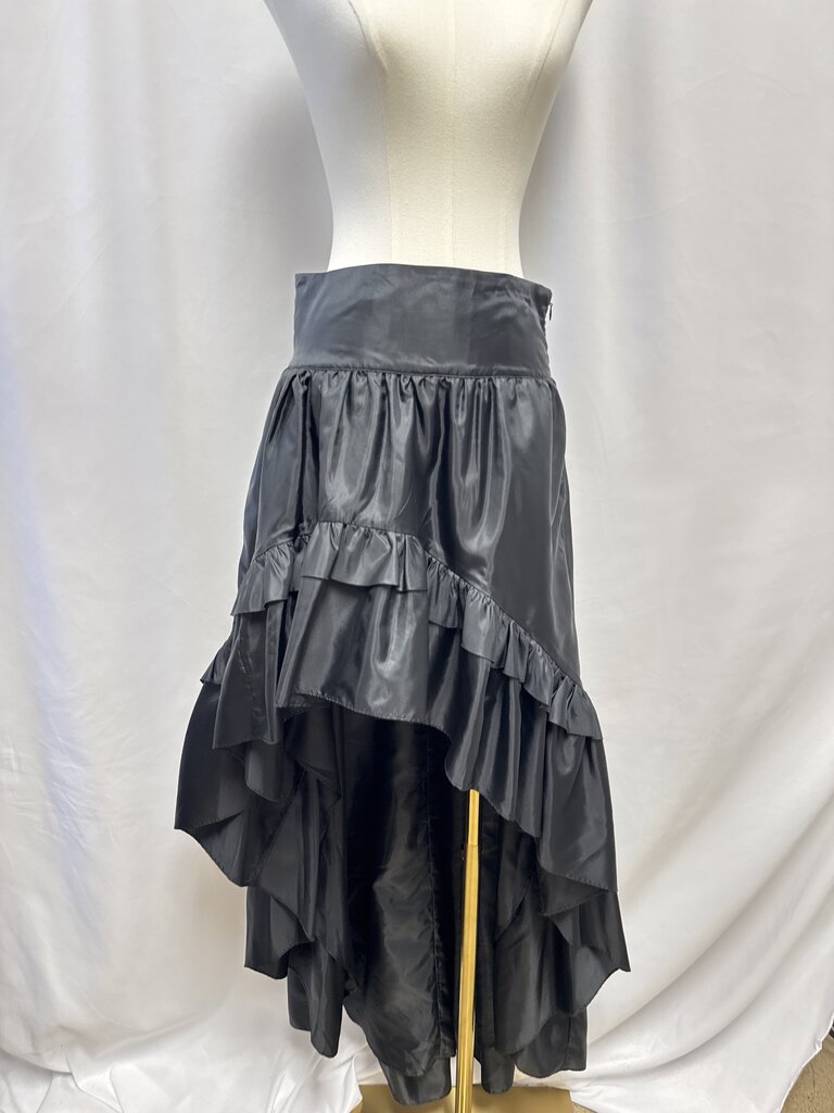 LoveShackFancy Black Taffeta Ruffle Maxi Skirt NWT