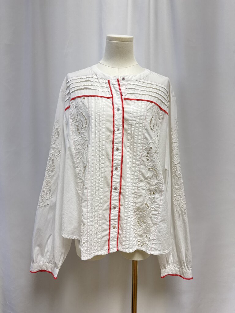 Free People White Lace Pleated Top NWT
