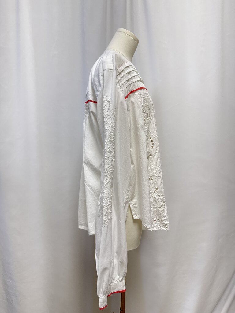 Free People White Lace Pleated Top NWT