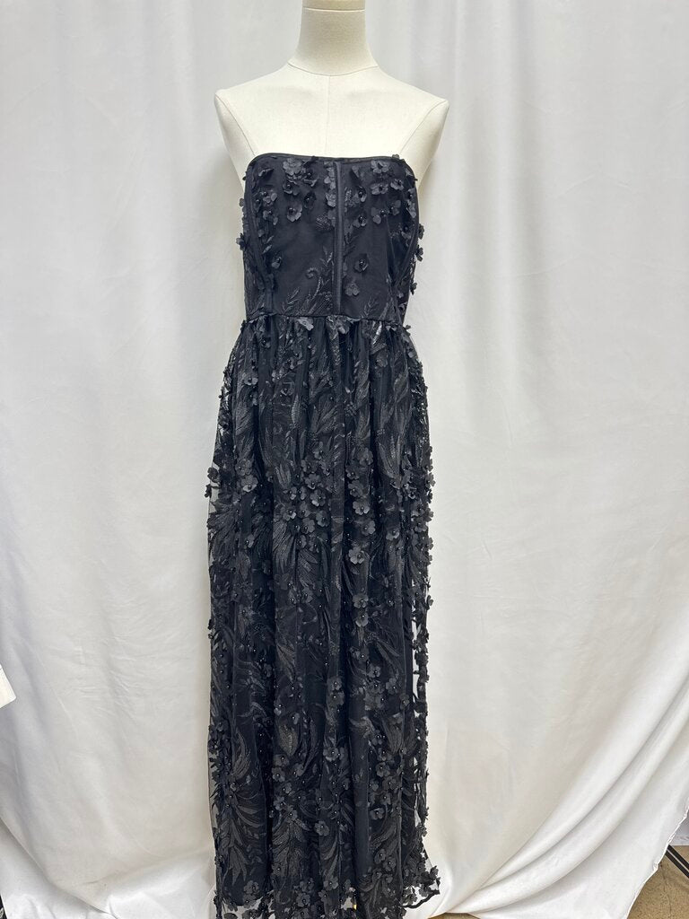 Payal Jain Black Embroidered Strapless Dress