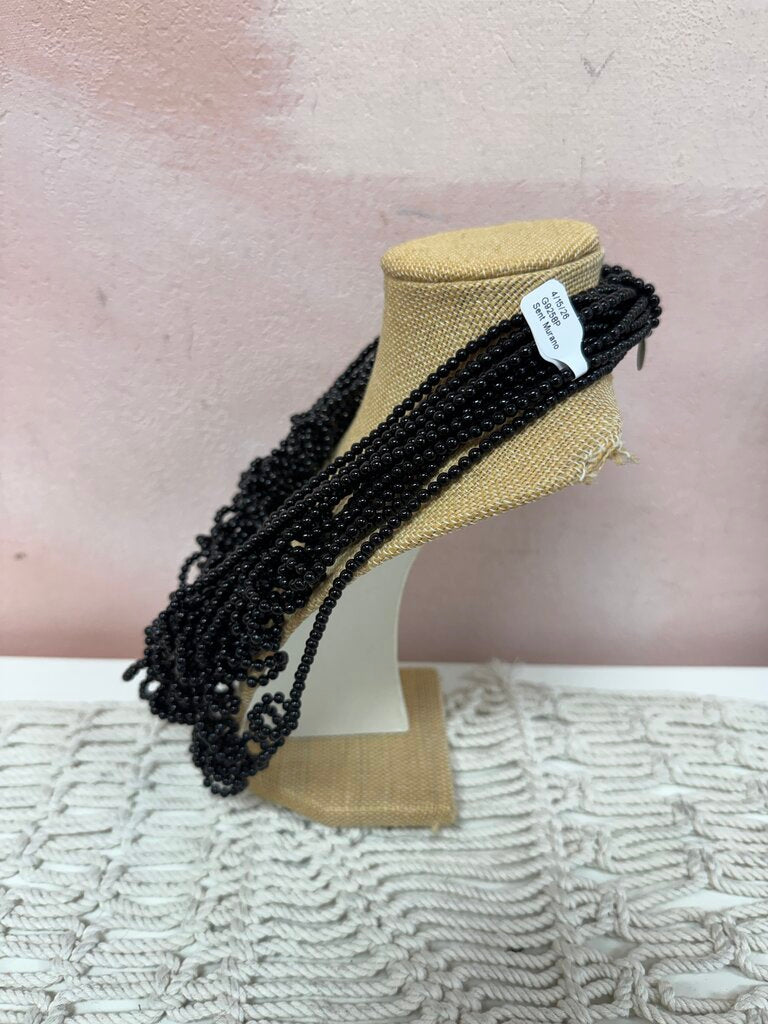 Sent Murano Black Beaded Necklace
