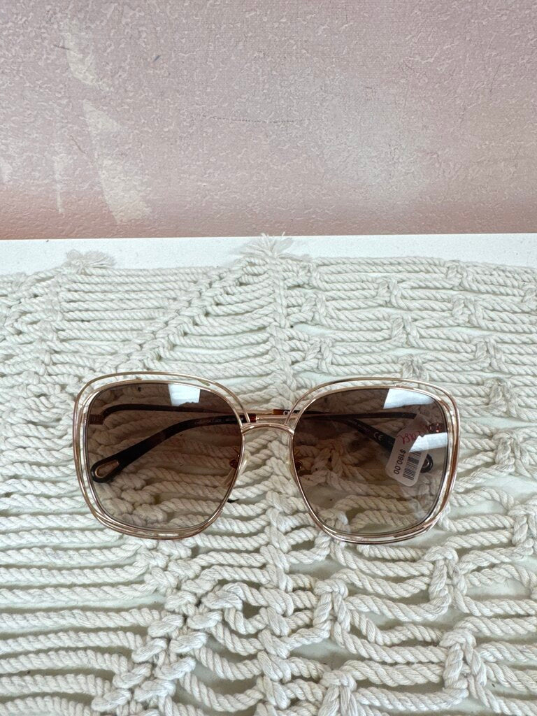Chloe Rose Gold Metal Frame Sunglasses w/Case