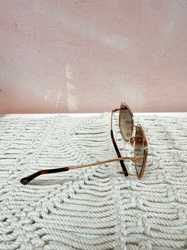 Chloe Rose Gold Metal Frame Sunglasses w/Case