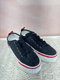 Louboutin Black Canvas Logo Platform Sneaker w/Box NWT