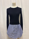 Veronica Beard Black Ribbed Top