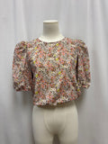 Nation Ltd Pink Floral Puff Sleeve Top