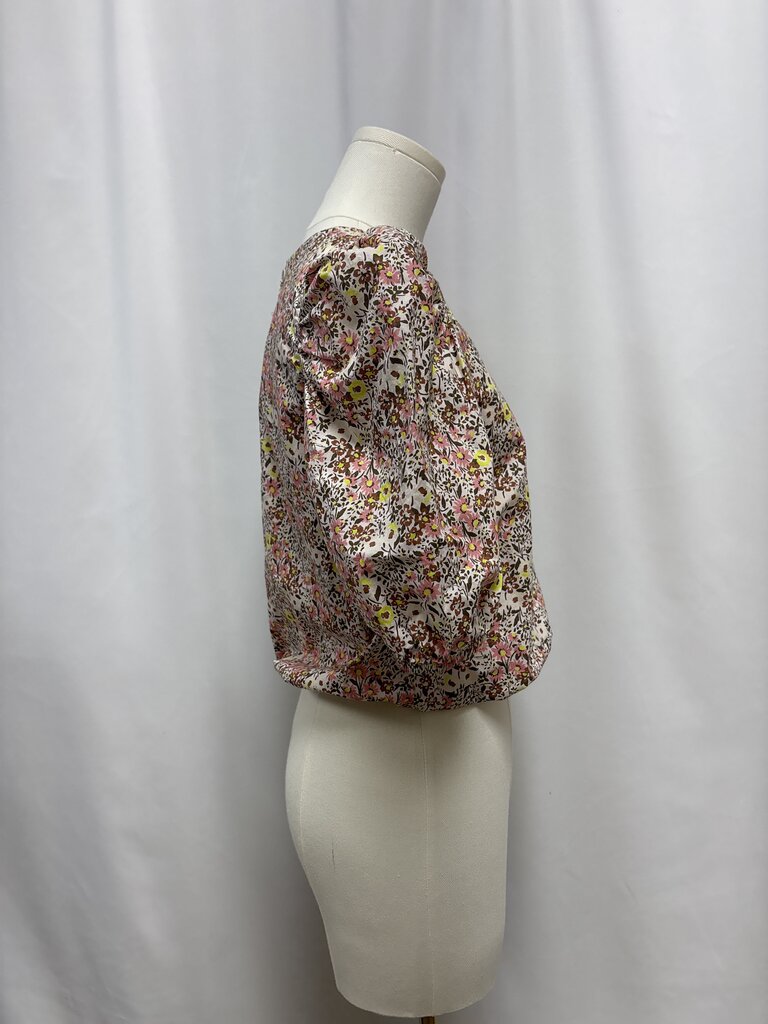 Nation Ltd Pink Floral Puff Sleeve Top