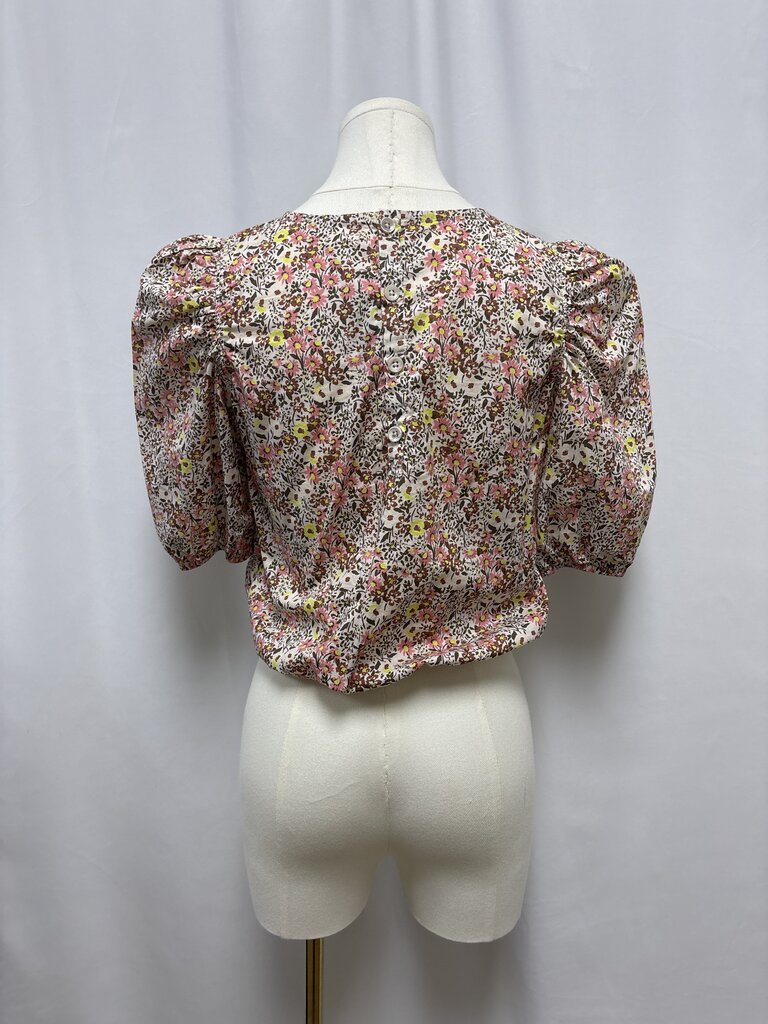 Nation Ltd Pink Floral Puff Sleeve Top