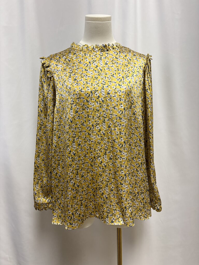 Horror Vacui Yellow Floral Silk Blouse