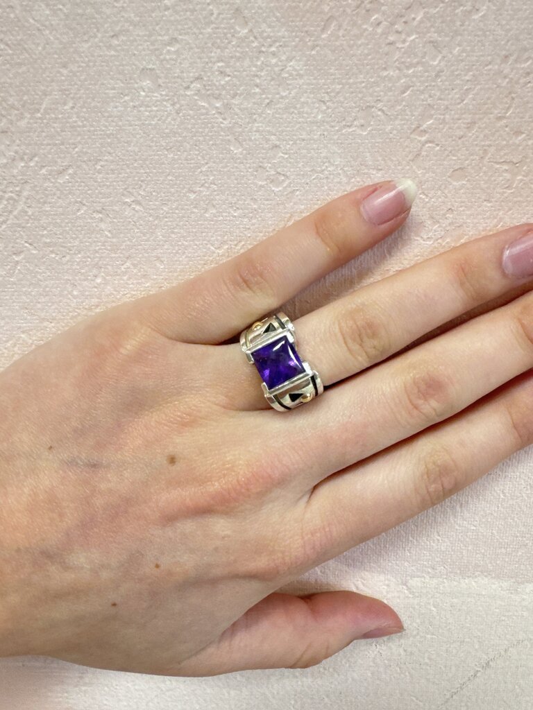 John Atencio Silver and Amethyst Ring