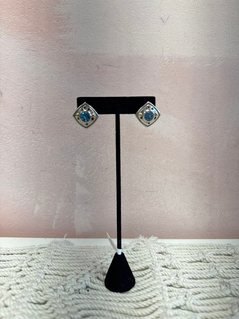John Atencio Silver and Blue Topaz Earrings