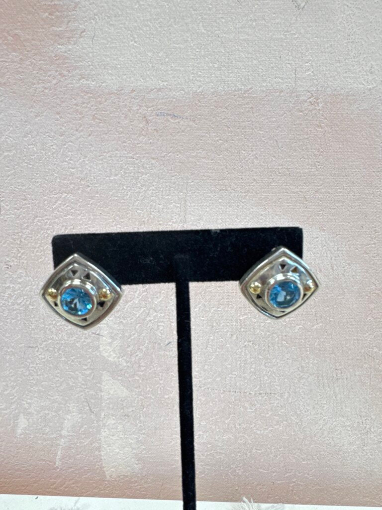 John Atencio Silver and Blue Topaz Earrings