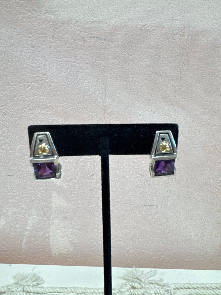 John Atencio Silver and Amethyst Earrings