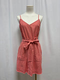 Splendid Salmon Linen Drawstring Dress
