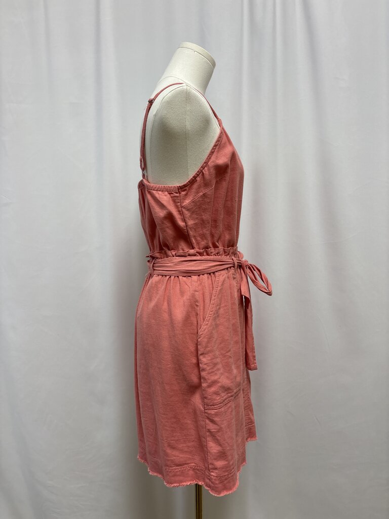 Splendid Salmon Linen Drawstring Dress
