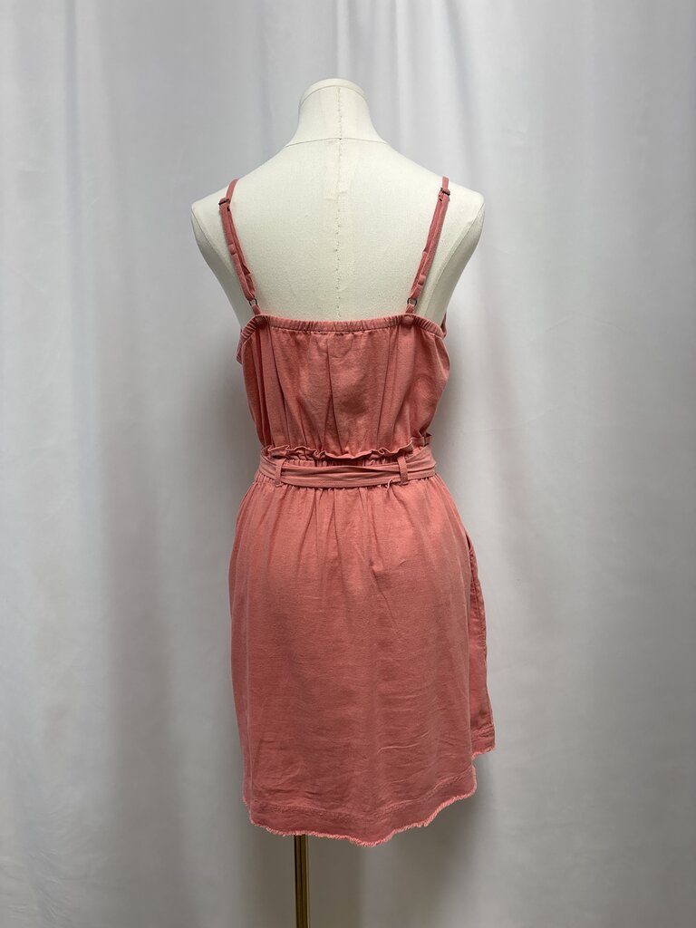 Splendid Salmon Linen Drawstring Dress