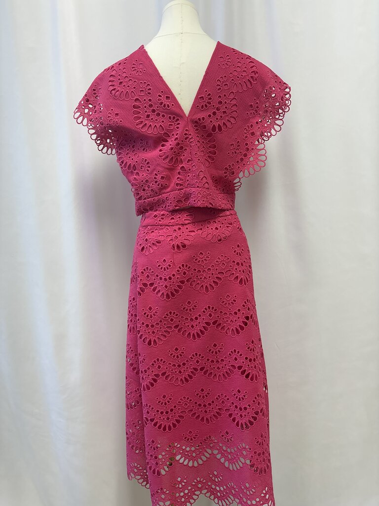 Suncoo Pink Crochet Two Piece Set