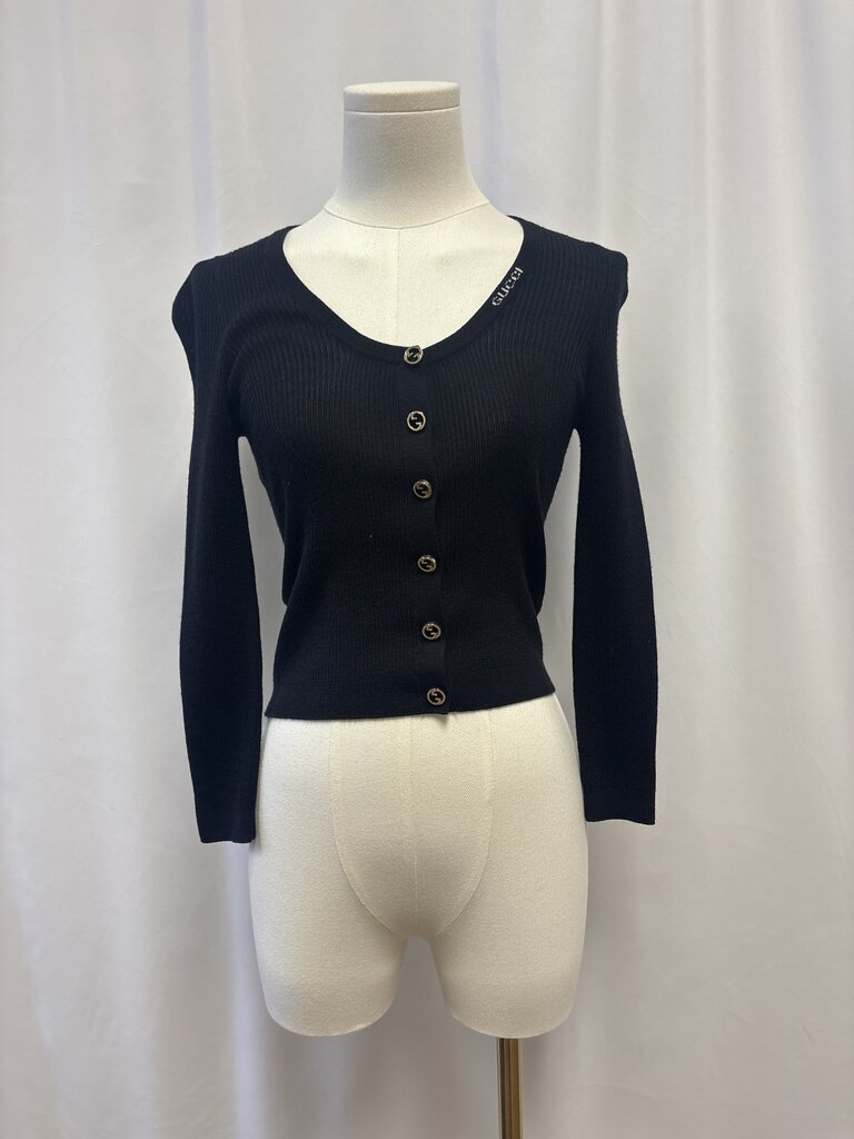 Gucci Black Ribbed Cardigan