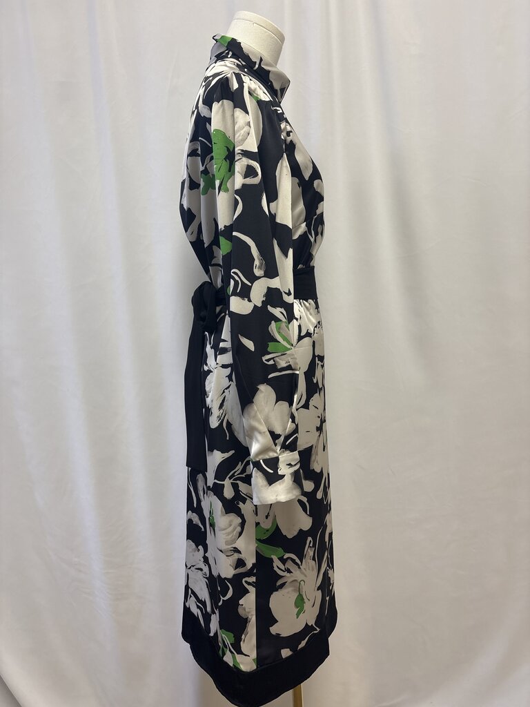 Lela Rose Black Floral Belted Maxi Dress