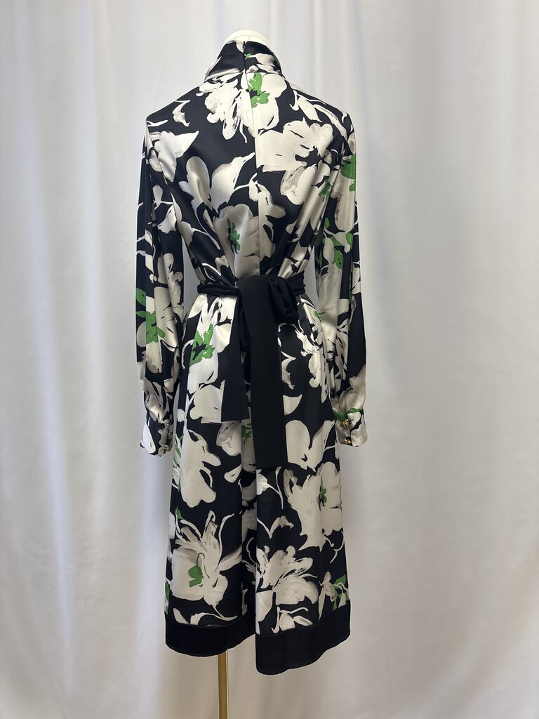 Lela Rose Black Floral Belted Maxi Dress