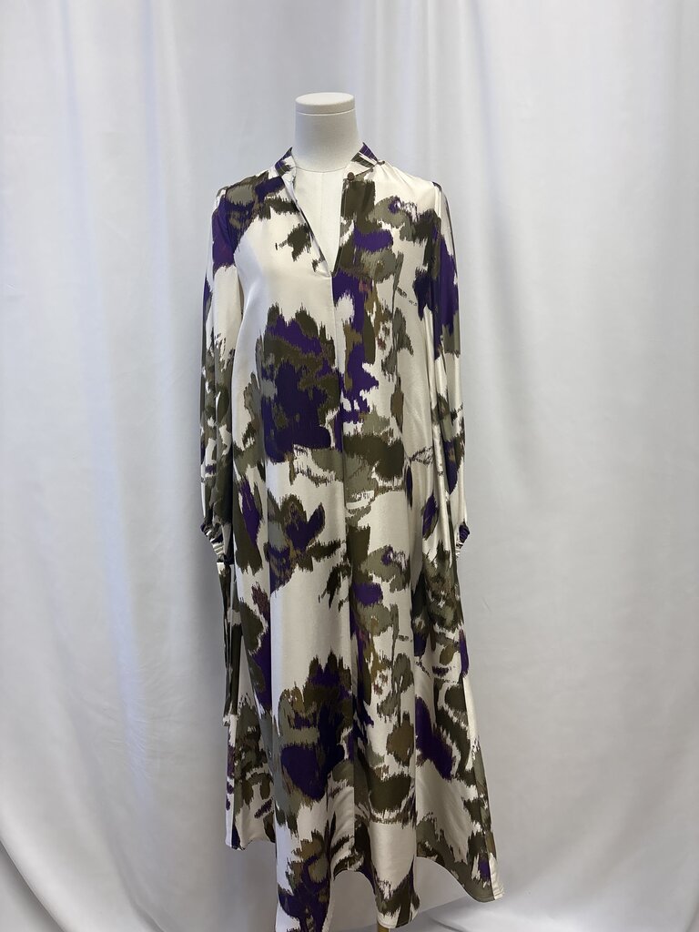Max Mara Taupe Printed Silk Kaftan