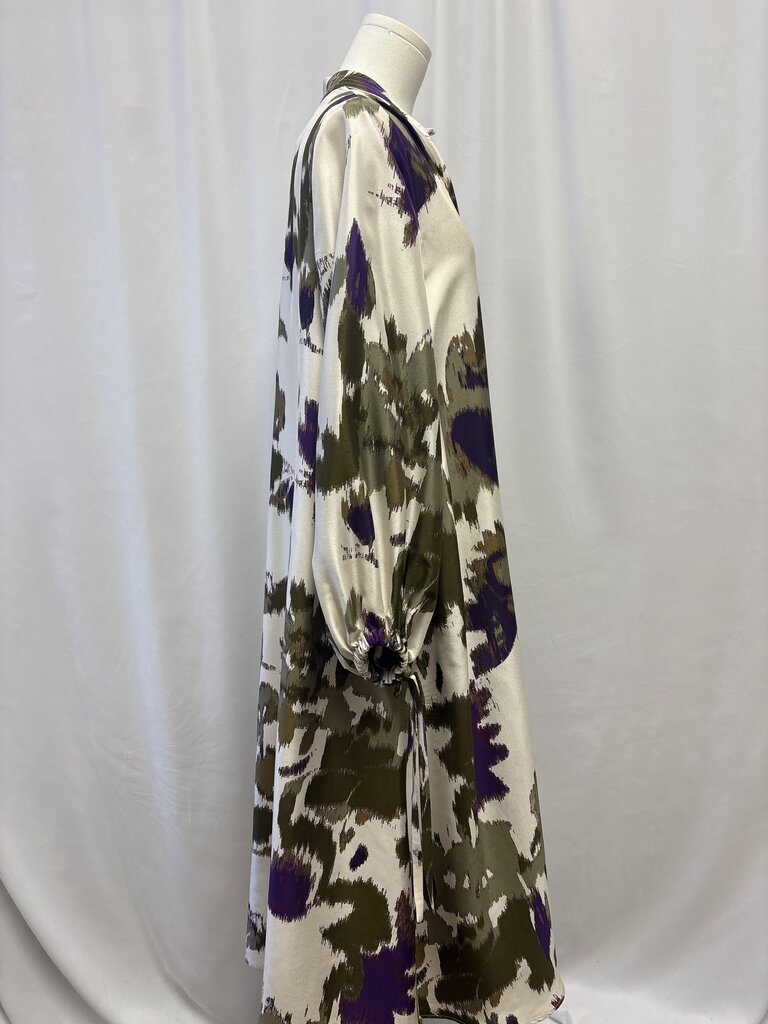 Max Mara Taupe Printed Silk Kaftan