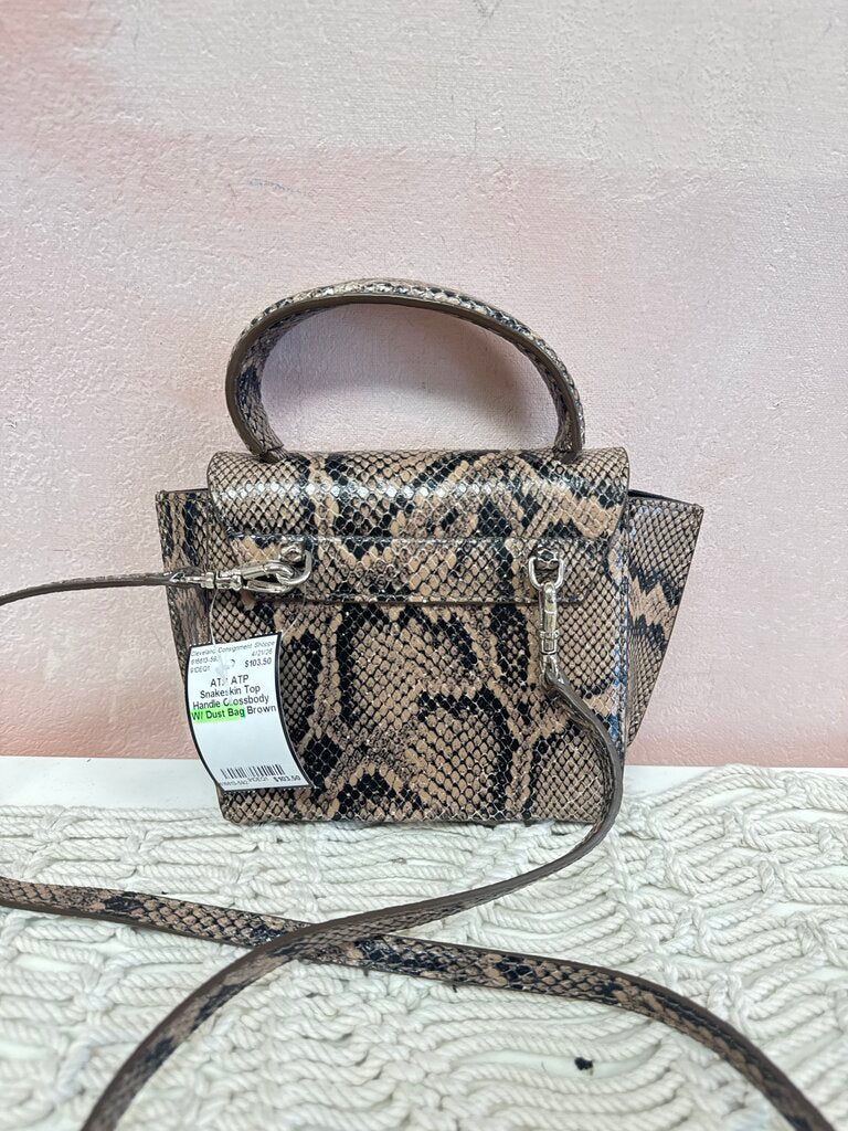 ATP Snakeskin Top Handle Crossbody W/ Dust Bag