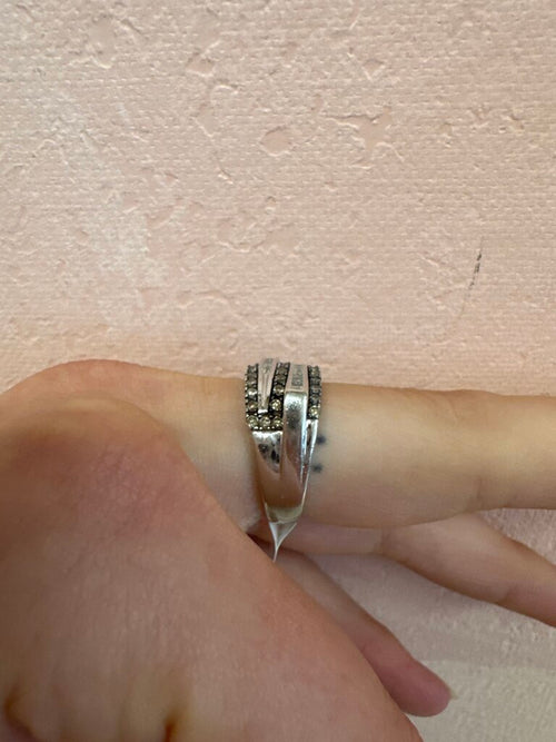 (1) 10k White Gold, Brown Diamond, Champagne Diamond, and Diamond Contemporary Ring W/ Appraisal