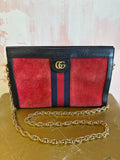Gucci Red Suede Ophidia Shoulder Bag w/Dustbag