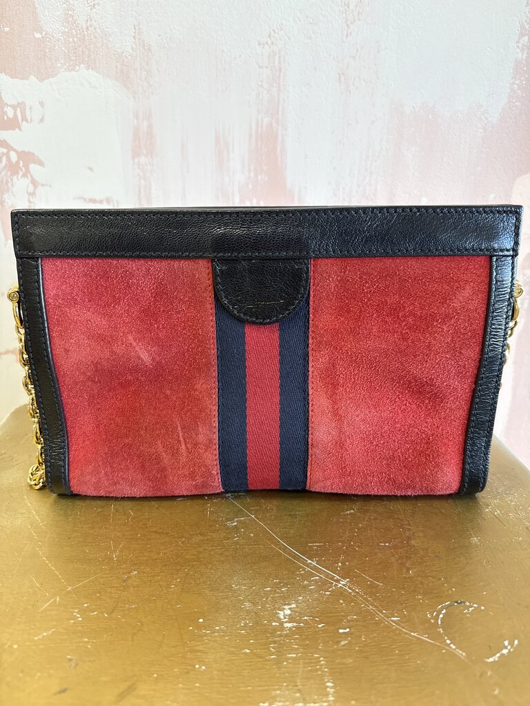 Gucci Red Suede Ophidia Shoulder Bag w/Dustbag