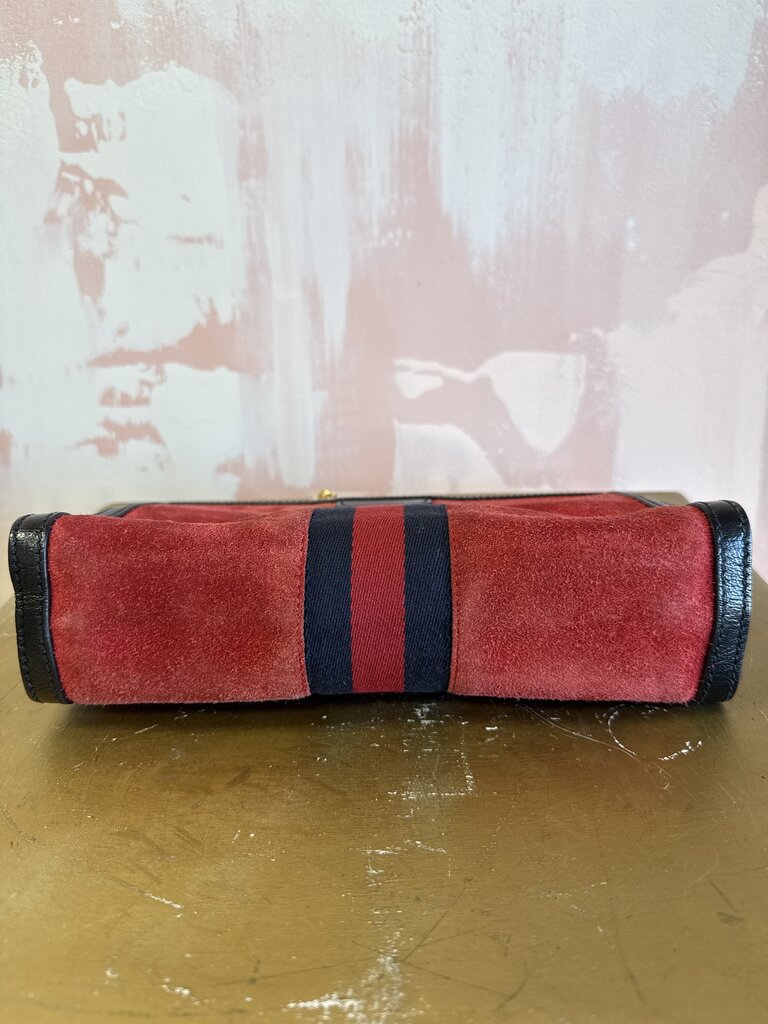 Gucci Red Suede Ophidia Shoulder Bag w/Dustbag