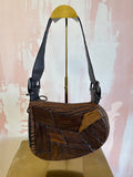 Fendi Wood Paneled Oyster Hobo Shoulder Bag