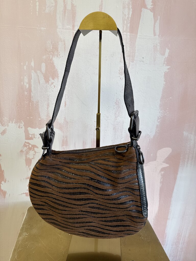 Fendi Wood Paneled Oyster Hobo Shoulder Bag