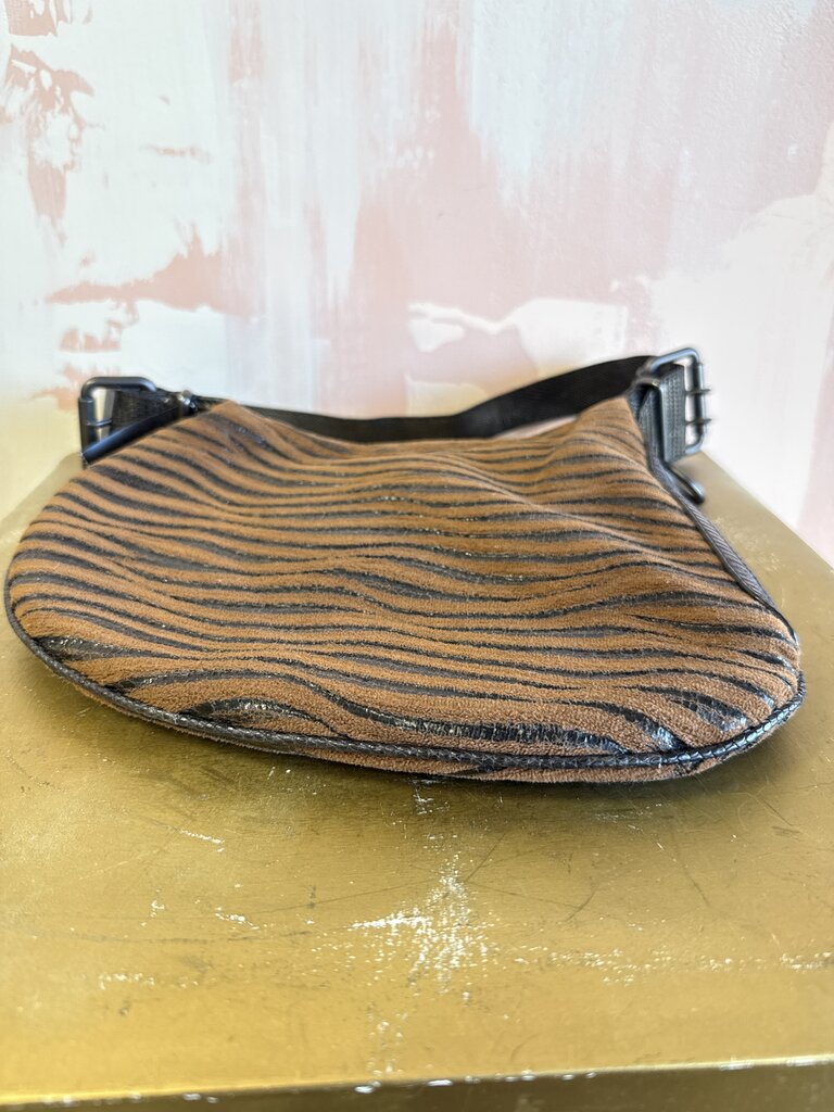 Fendi Wood Paneled Oyster Hobo Shoulder Bag
