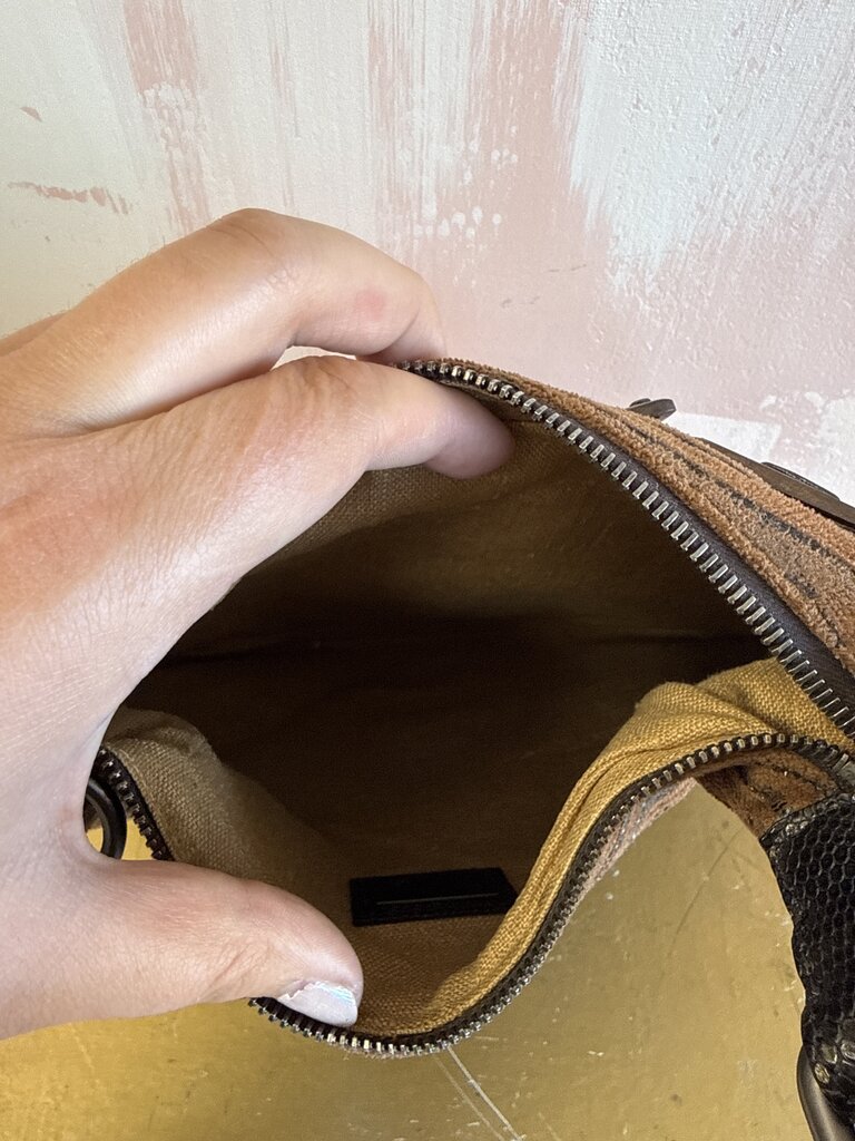 Fendi Wood Paneled Oyster Hobo Shoulder Bag