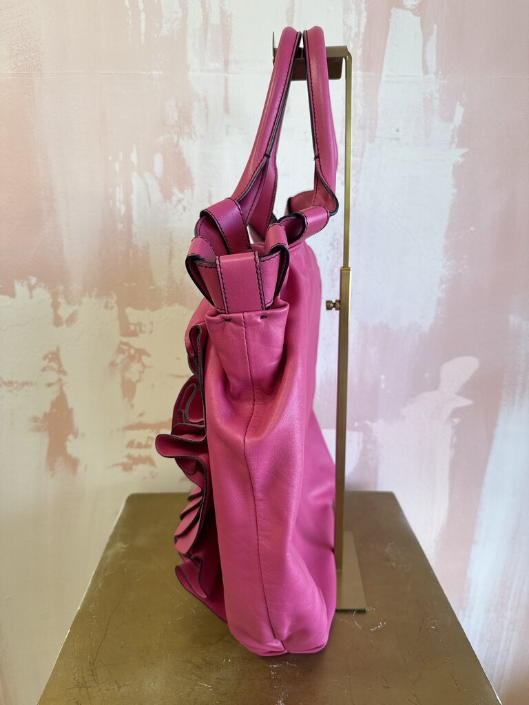 Valentino Pink Leather Rosette Shoulder Bag