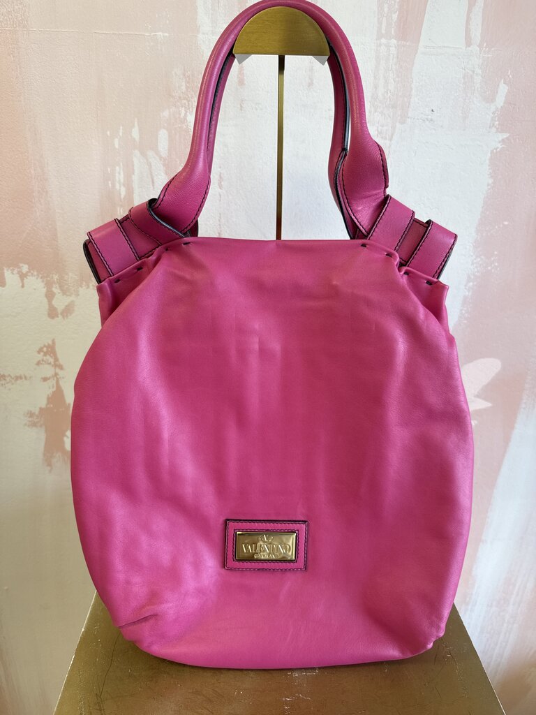 Valentino Pink Leather Rosette Shoulder Bag