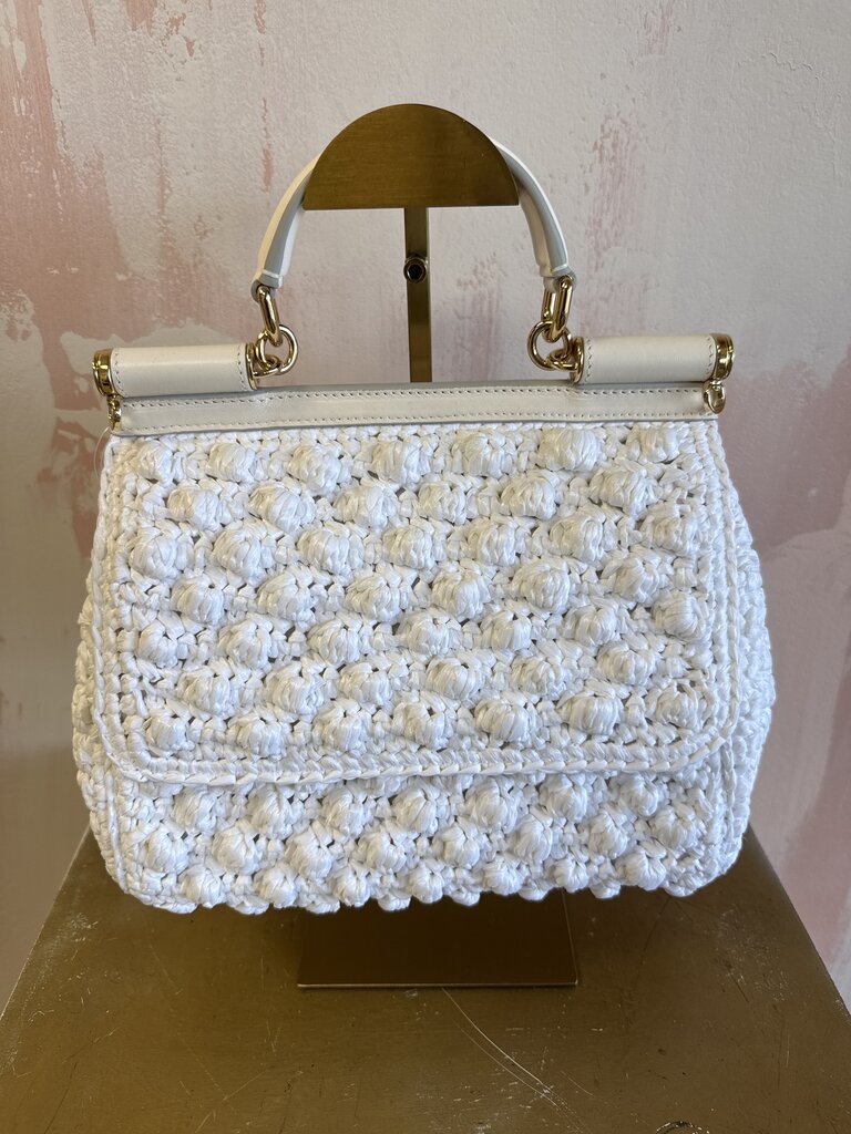 Dolce & Gabbana White Crochet Sicily Bag w/Dustbag