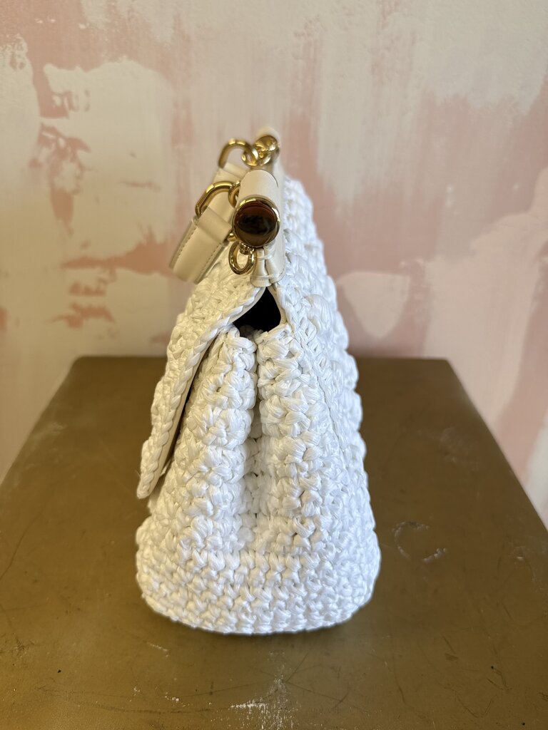 Dolce & Gabbana White Crochet Sicily Bag w/Dustbag