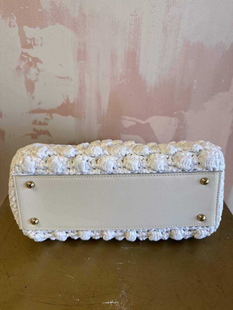 Dolce & Gabbana White Crochet Sicily Bag w/Dustbag