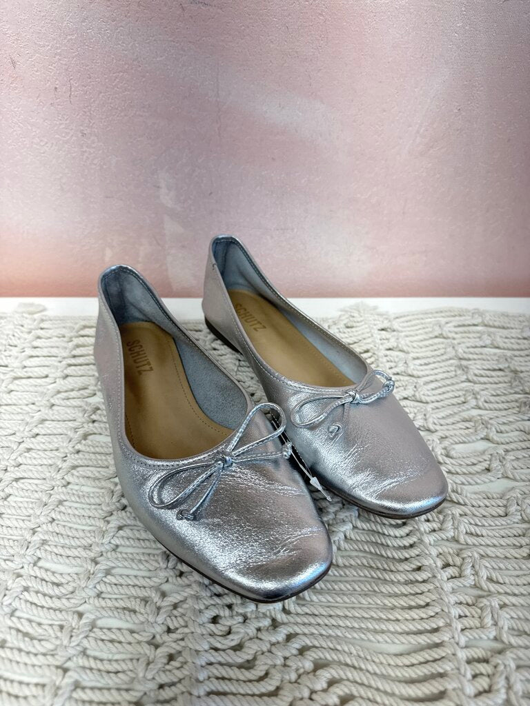 Schutz Silver Ballet Flat